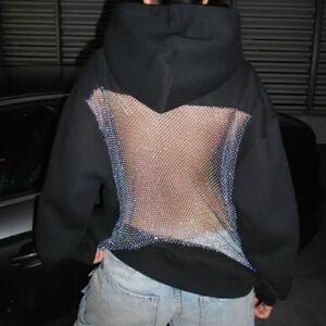 Black Hoodie with Mesh Back Detail